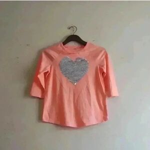 Crazy 8 Peach Long Sleeve Tee with Glitter Heart